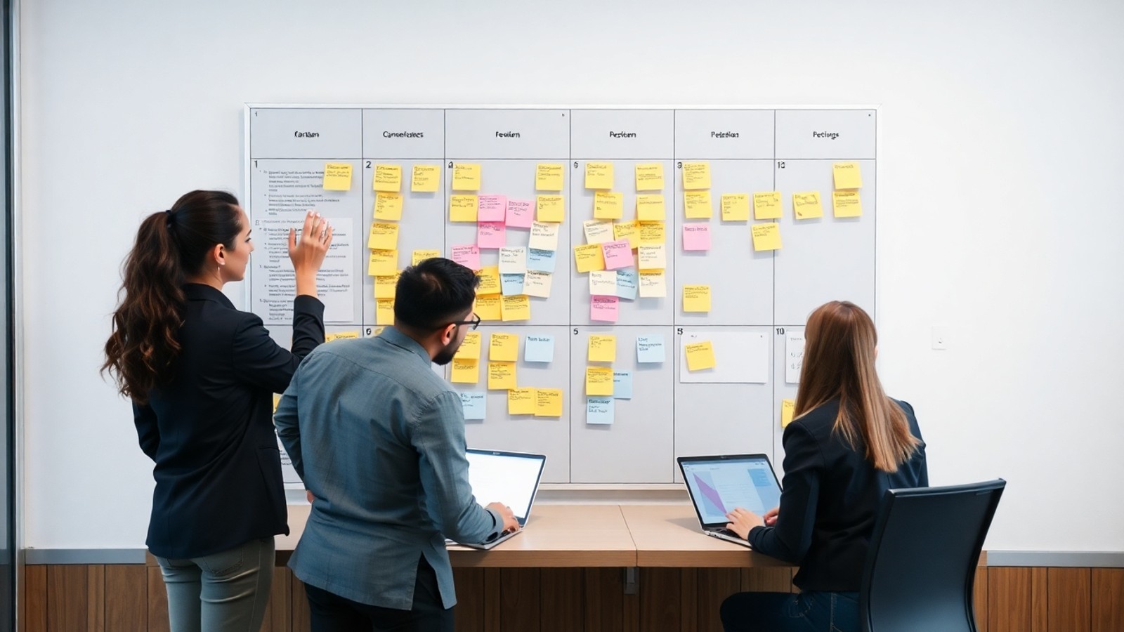 equipe usando quadro kanban