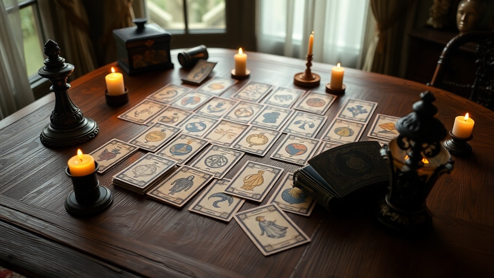 baralho cigano lenormand mesa candles