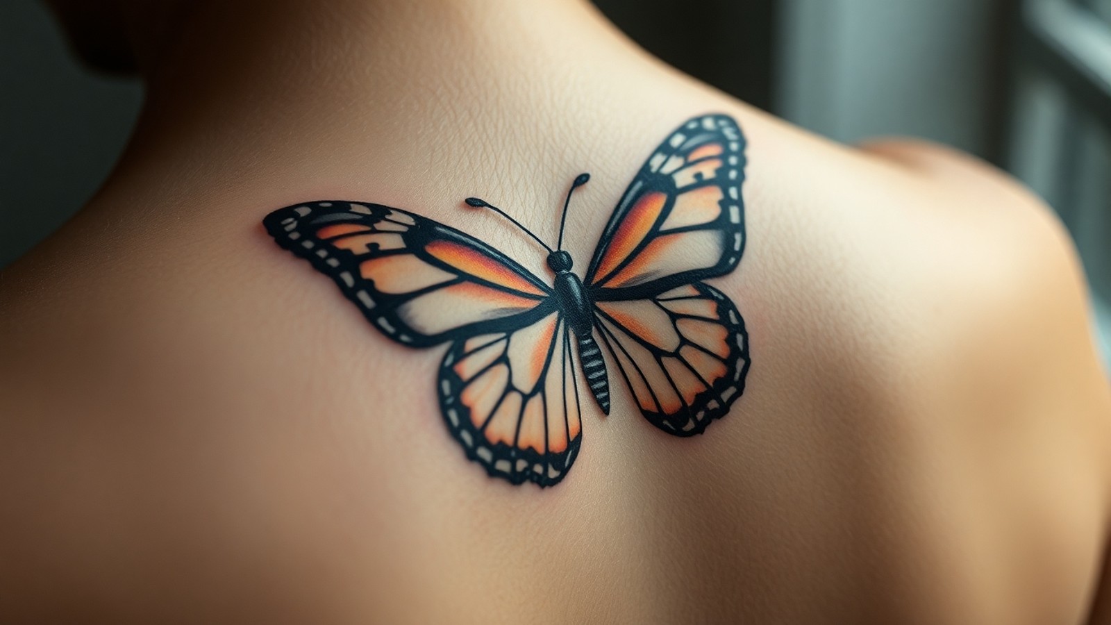 borboleta realista tatuagem na pele
