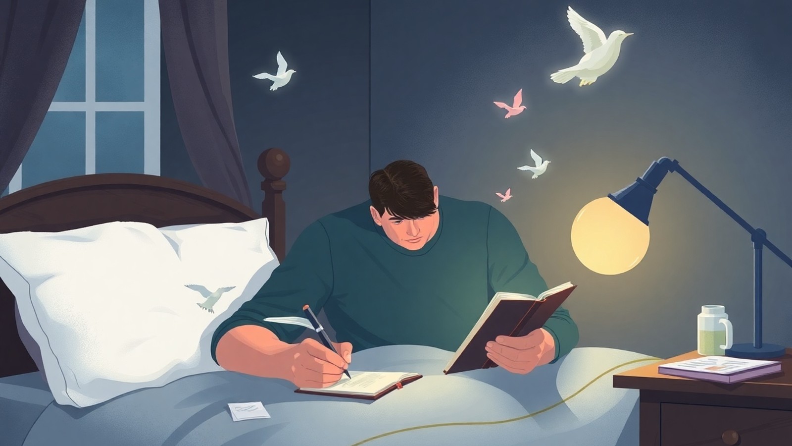 diario de sonhos na cama