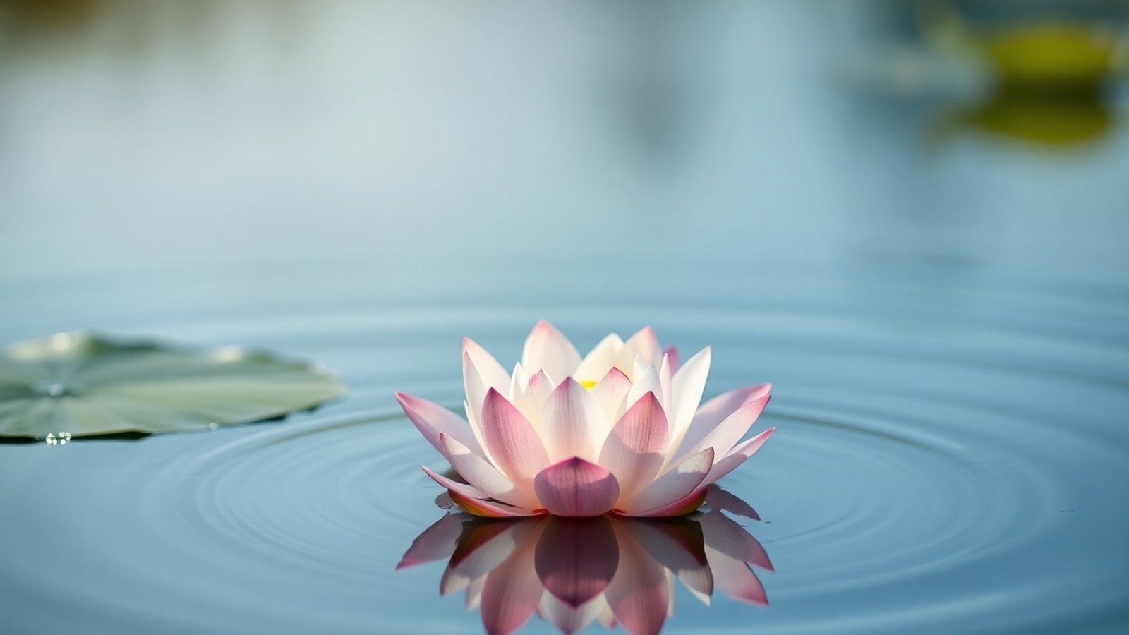 flor de lotus sobre agua serena