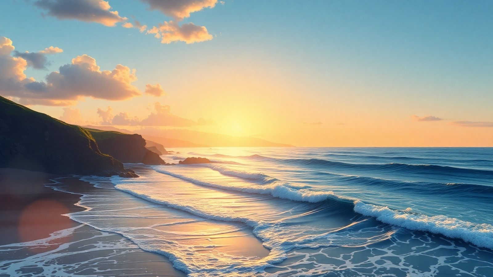 mar na costa ao amanhecer