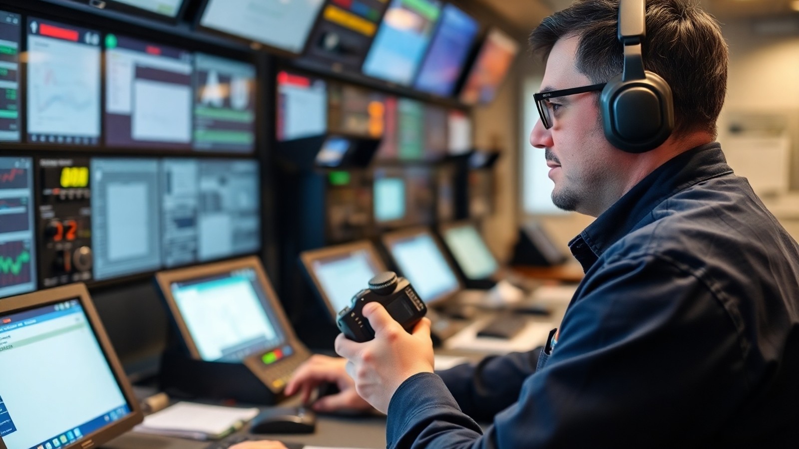 operador de radio na escuta