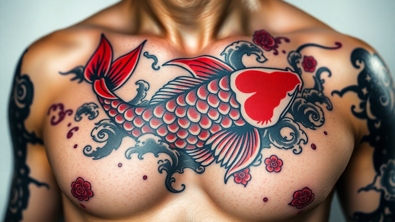 tatuagem carpa koi estilo oriental