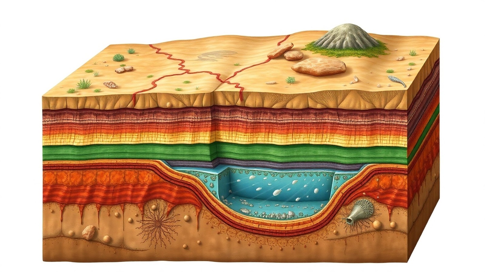 yacimiento geologico corte transversal