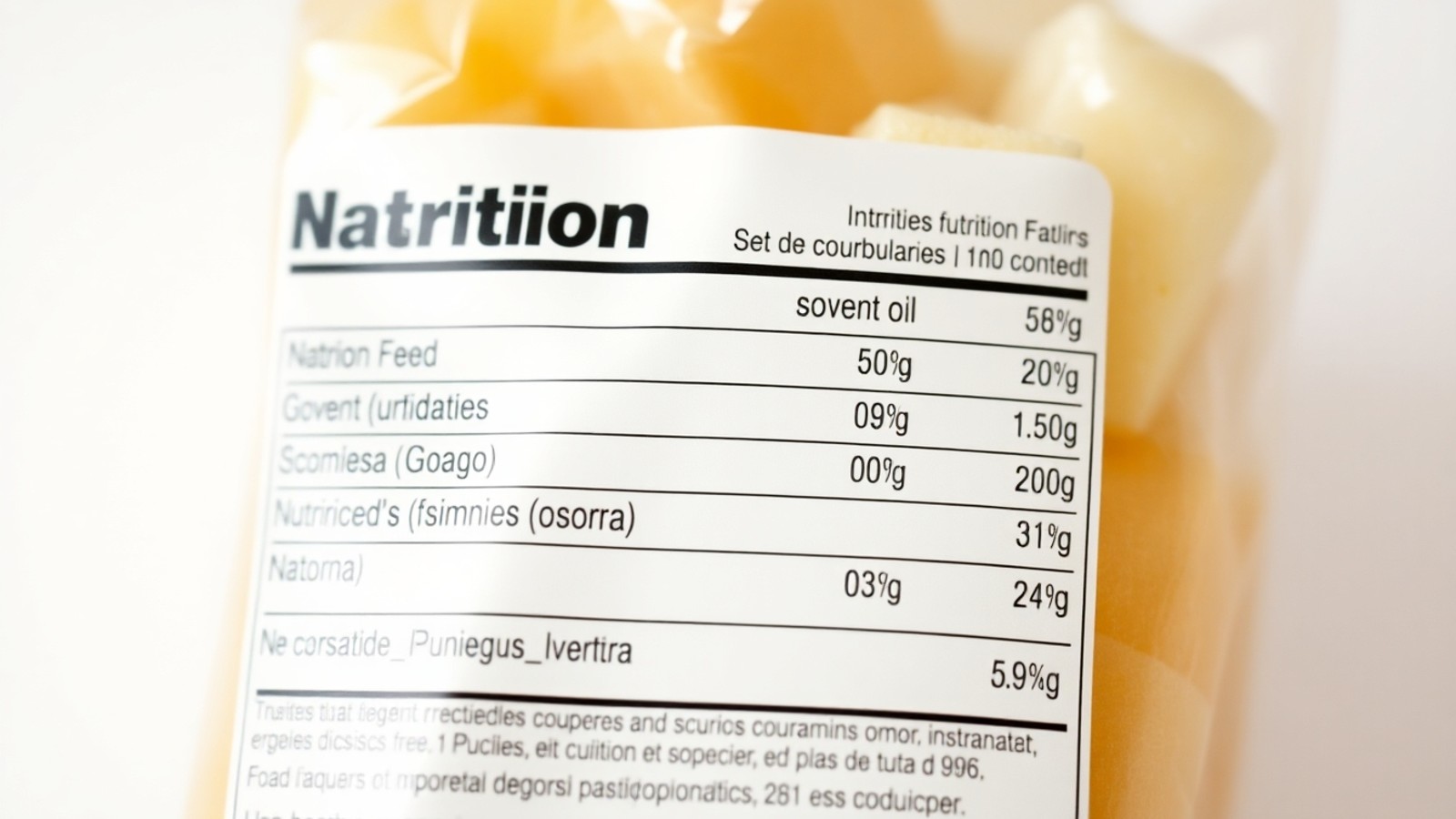 tabela nutricional embalagem alimento