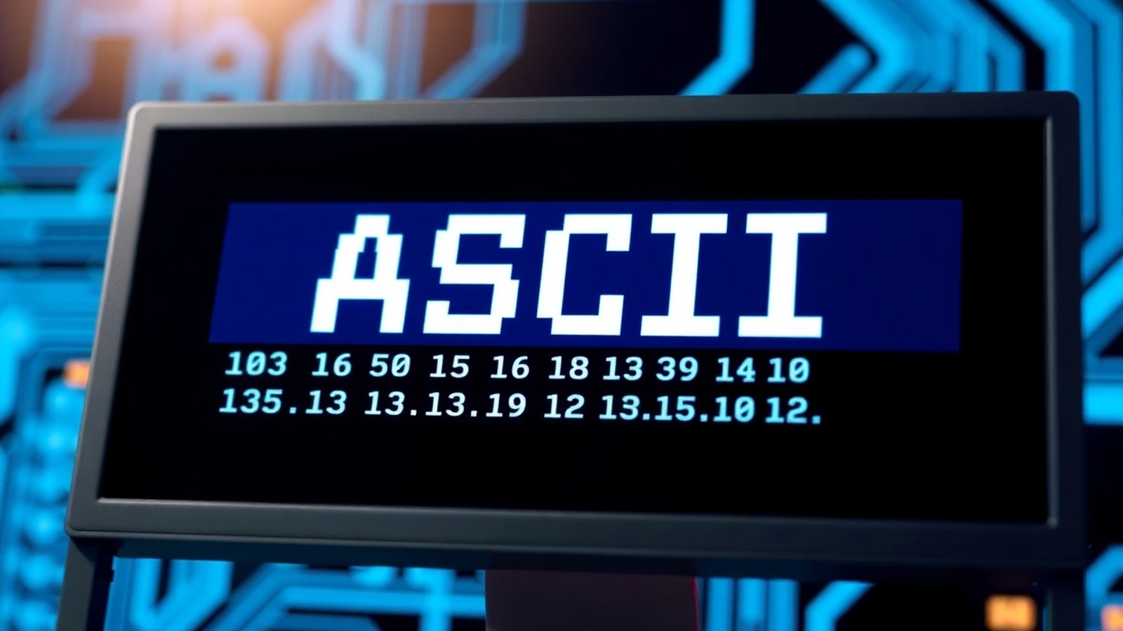 tabela ascii em tela de computador