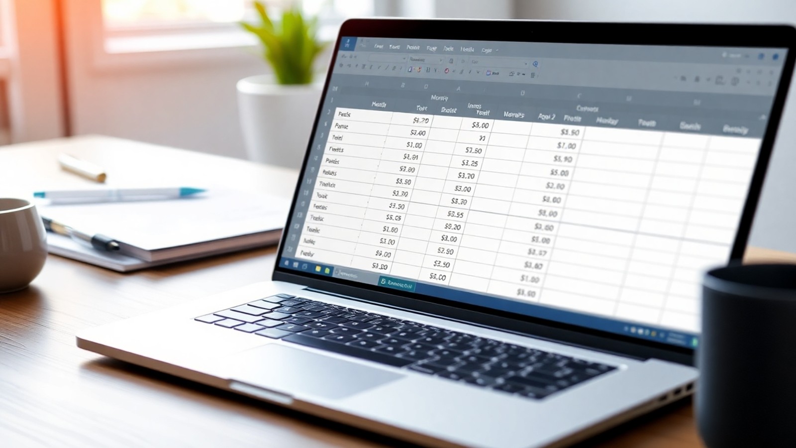 tabela de gastos mensais excel no notebook