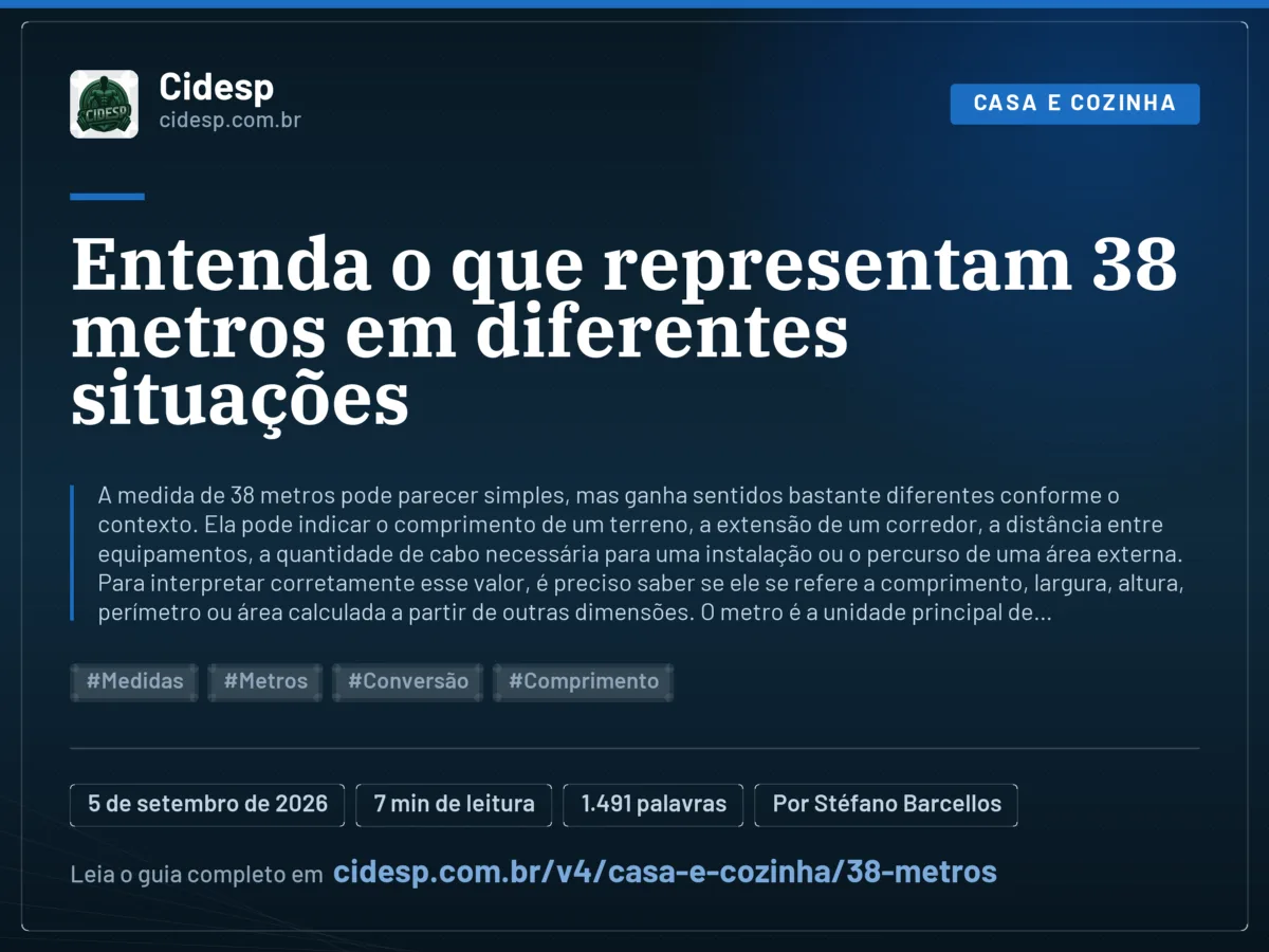 Cartão do artigo “Entenda o que representam 38 metros em diferentes situações”, com resumo, data de publicação e endereço da página.