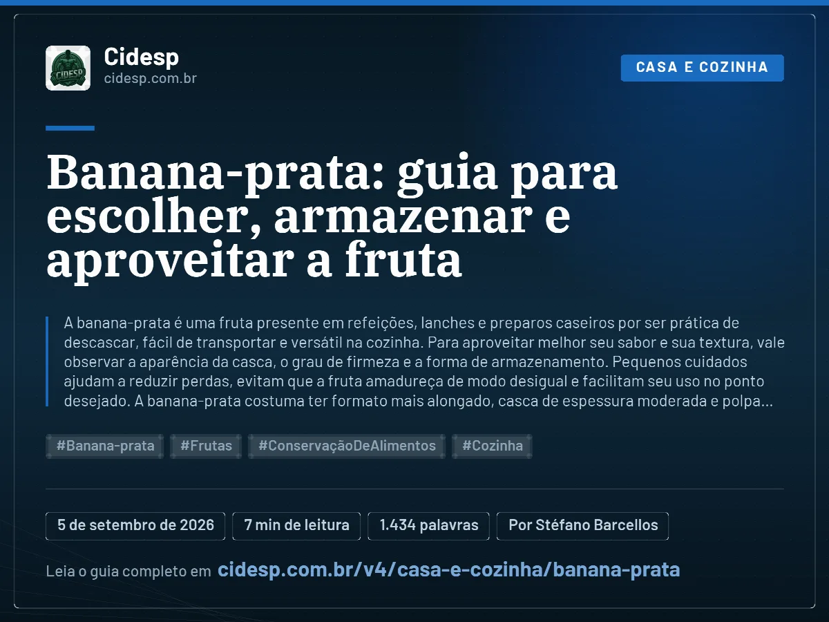 Cartão do artigo “Banana-prata: guia para escolher, armazenar e aproveitar a fruta”, com resumo, data de publicação e endereço da página.