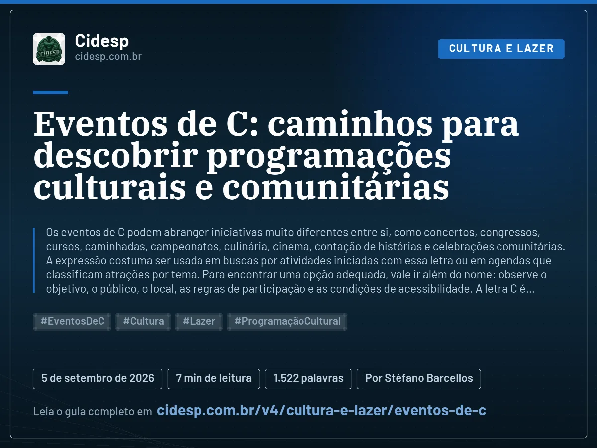 Cartão do artigo “Eventos de C: caminhos para descobrir programações culturais e comunitárias”, com resumo, data de publicação e endereço da página.