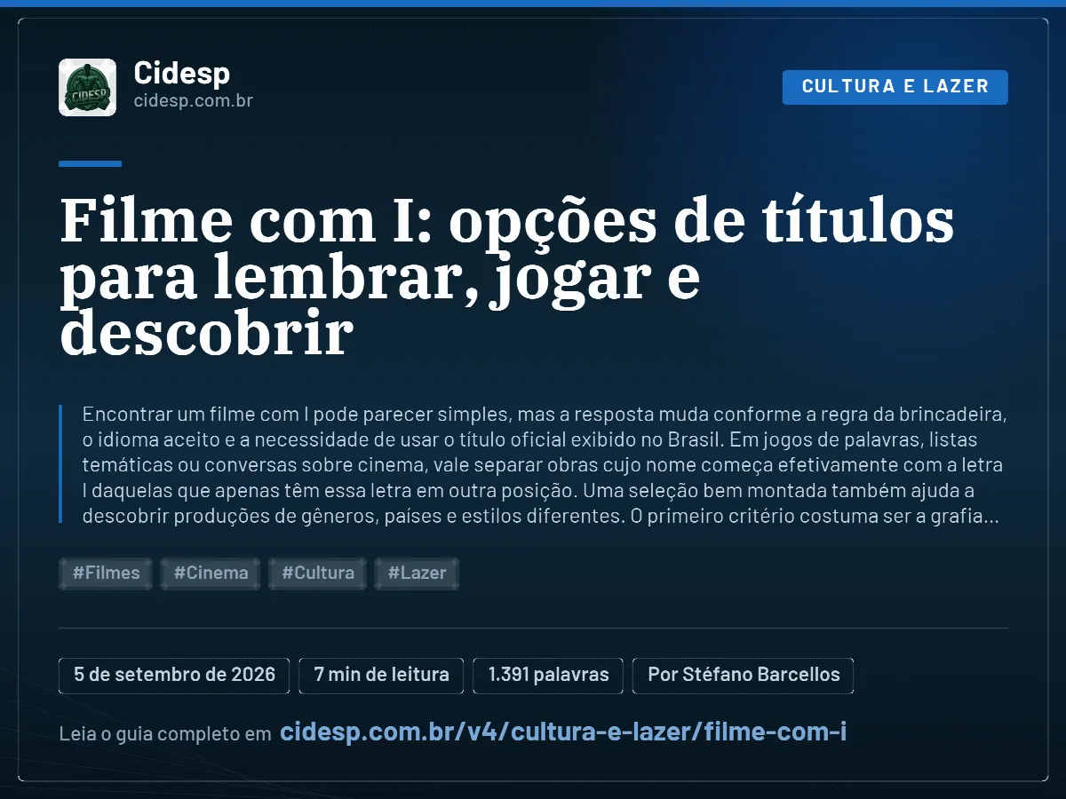 Cartão do artigo “Filme com I: opções de títulos para lembrar, jogar e descobrir”, com resumo, data de publicação e endereço da página.