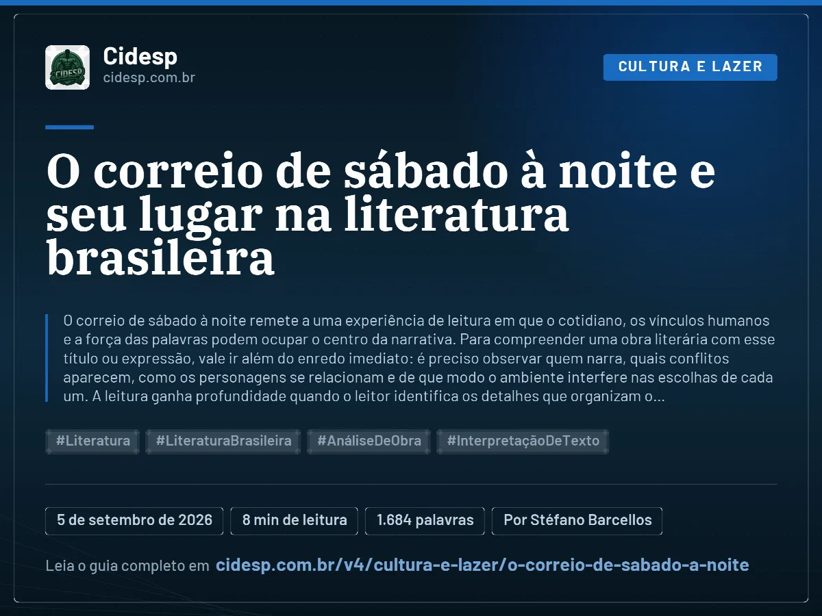 Cartão do artigo “O correio de sábado à noite e seu lugar na literatura brasileira”, com resumo, data de publicação e endereço da página.