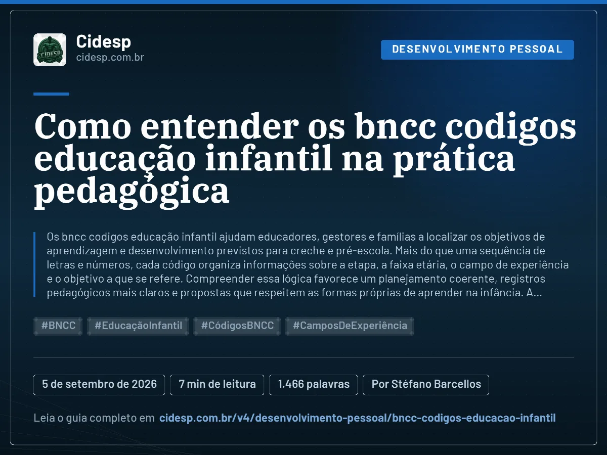 Cartão do artigo “Como entender os bncc codigos educação infantil na prática pedagógica”, com resumo, data de publicação e endereço da página.