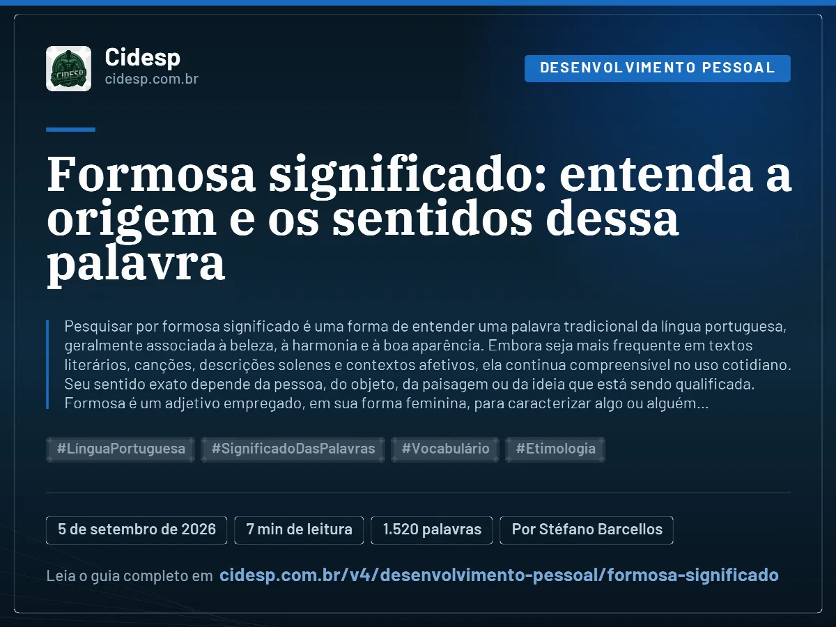 Cartão do artigo “Formosa significado: entenda a origem e os sentidos dessa palavra”, com resumo, data de publicação e endereço da página.