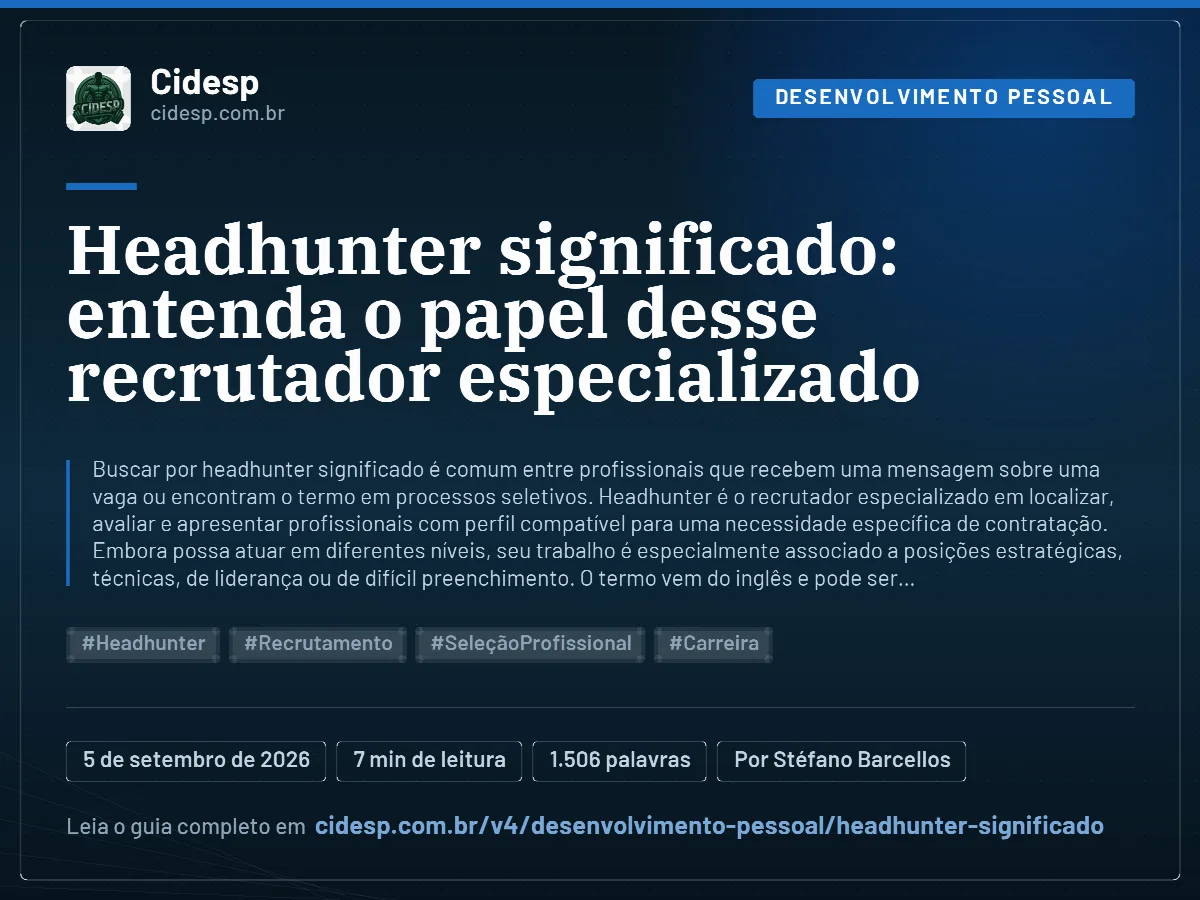 Cartão do artigo “Headhunter significado: entenda o papel desse recrutador especializado”, com resumo, data de publicação e endereço da página.