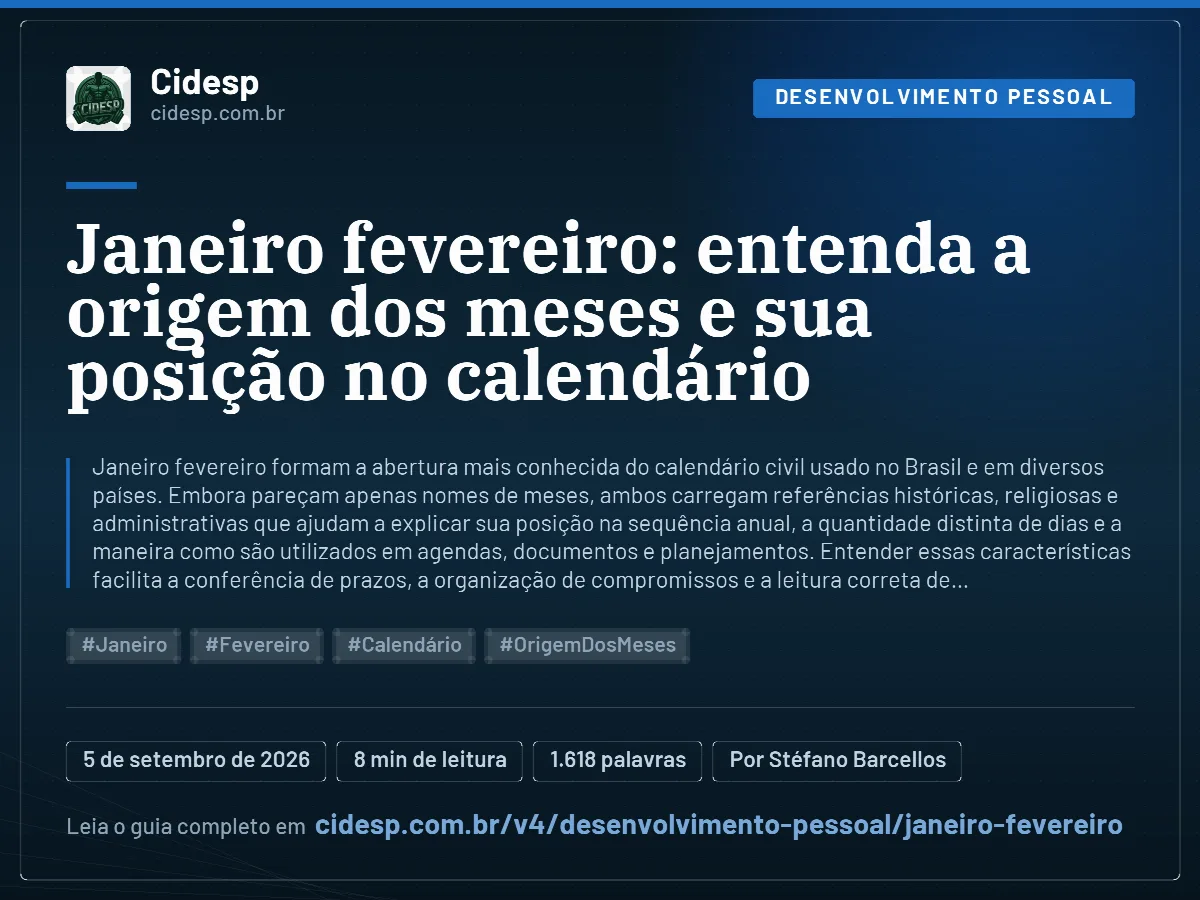 Cartão do artigo “Janeiro fevereiro: entenda a origem dos meses e sua posição no calendário”, com resumo, data de publicação e endereço da página.