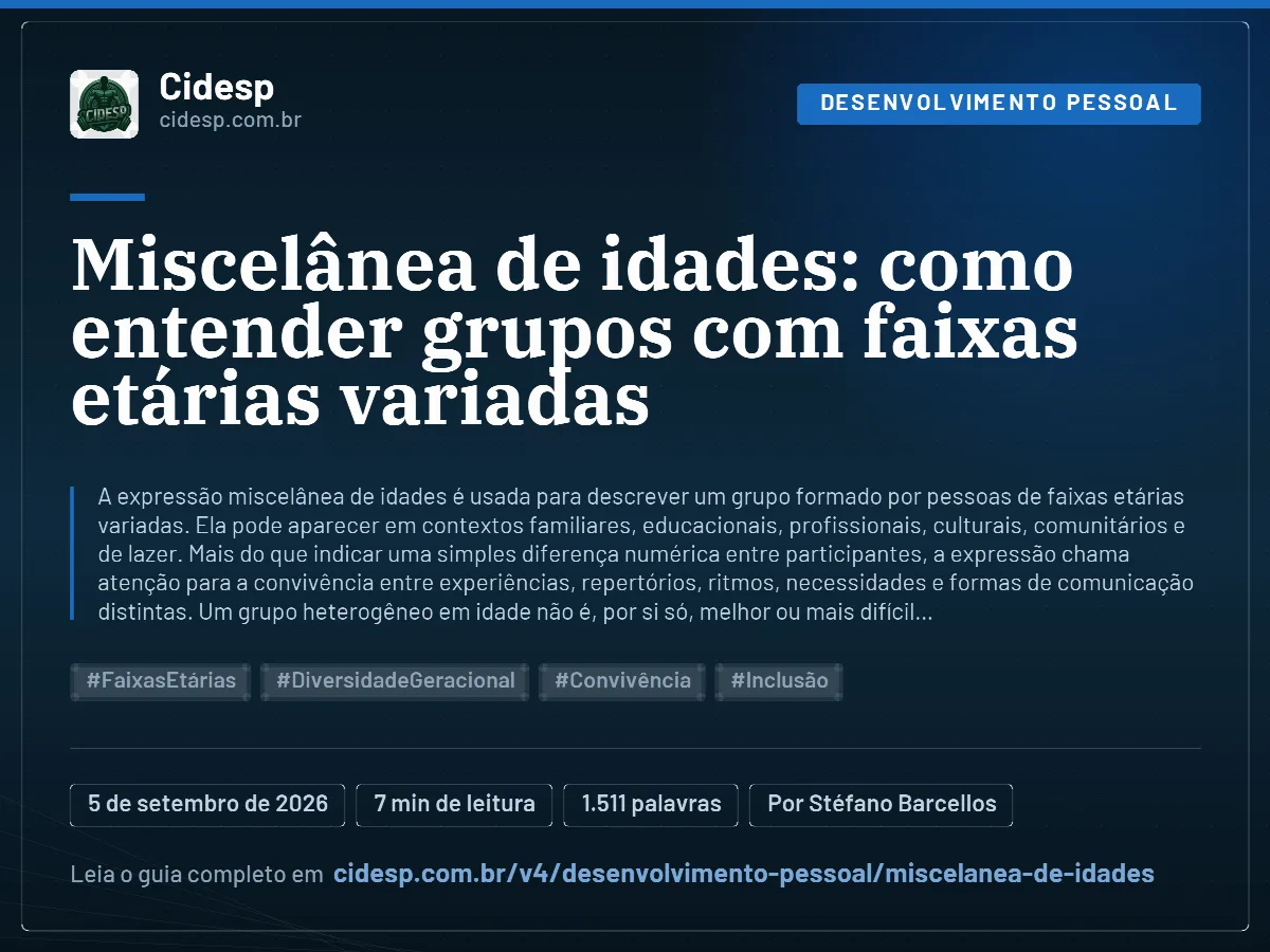 Cartão do artigo “Miscelânea de idades: como entender grupos com faixas etárias variadas”, com resumo, data de publicação e endereço da página.
