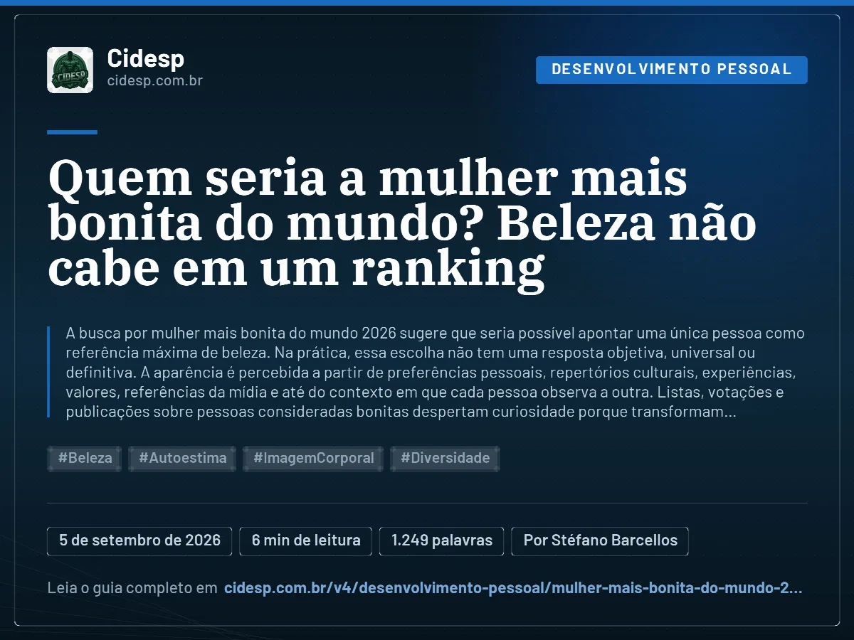 Cartão do artigo “Quem seria a mulher mais bonita do mundo? Beleza não cabe em um ranking”, com resumo, data de publicação e endereço da página.