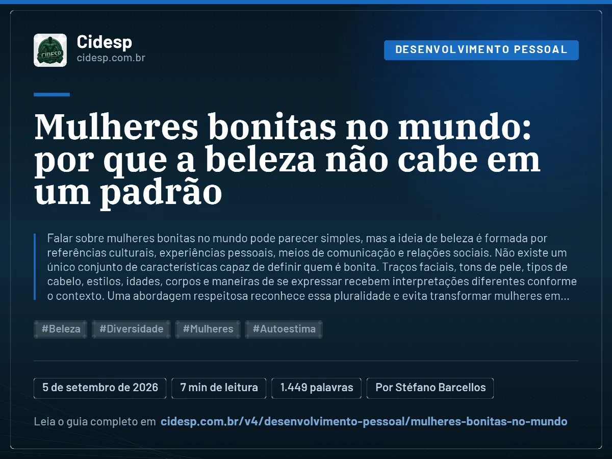 Cartão do artigo “Mulheres bonitas no mundo: por que a beleza não cabe em um padrão”, com resumo, data de publicação e endereço da página.