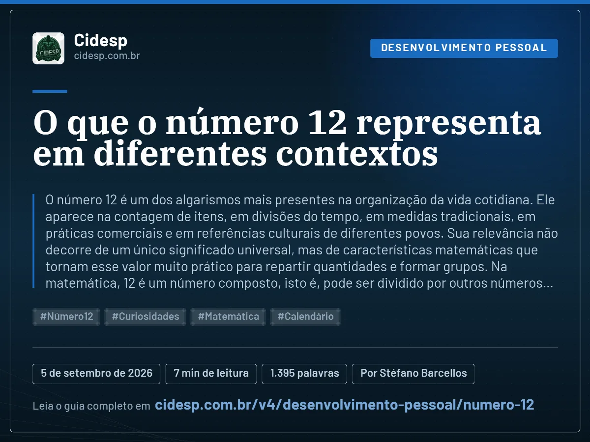 Cartão do artigo “O que o número 12 representa em diferentes contextos”, com resumo, data de publicação e endereço da página.