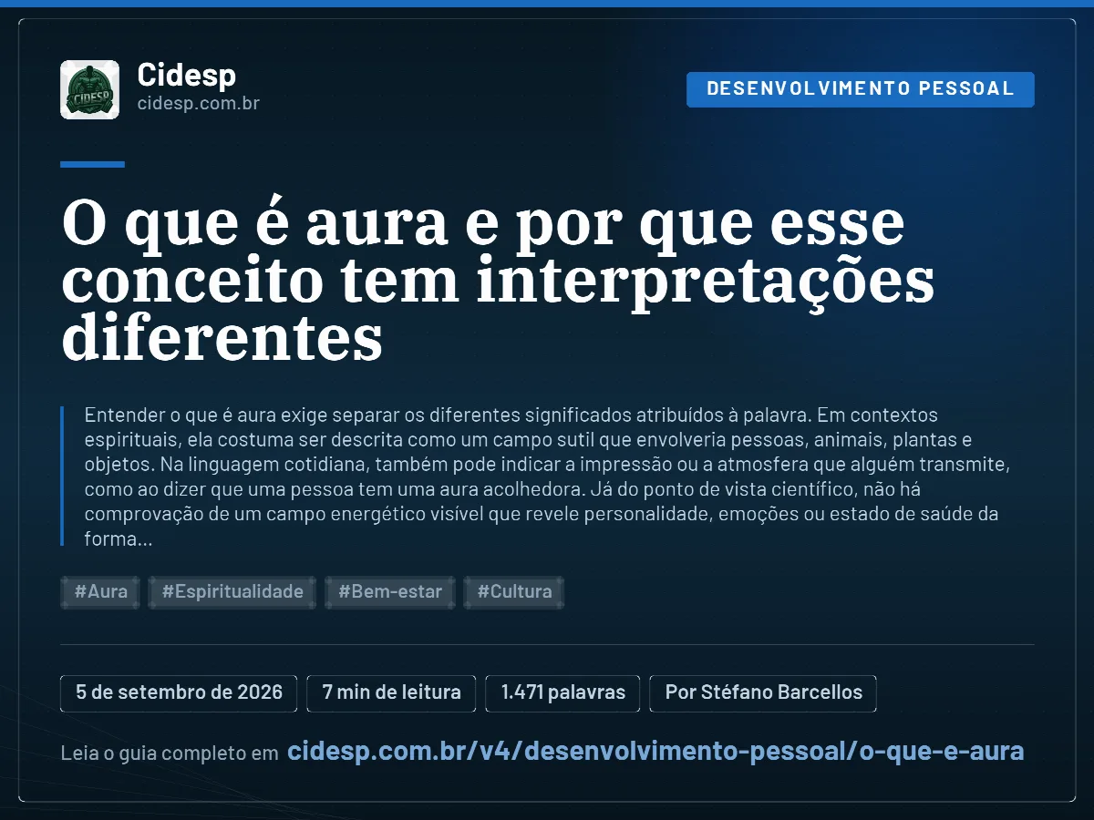 Cartão do artigo “O que é aura e por que esse conceito tem interpretações diferentes”, com resumo, data de publicação e endereço da página.