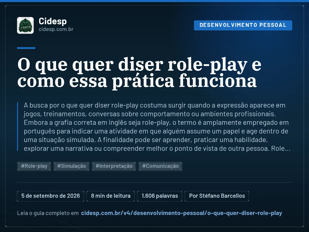 Cartão do artigo “O que quer diser role-play e como essa prática funciona”, com resumo, data de publicação e endereço da página.
