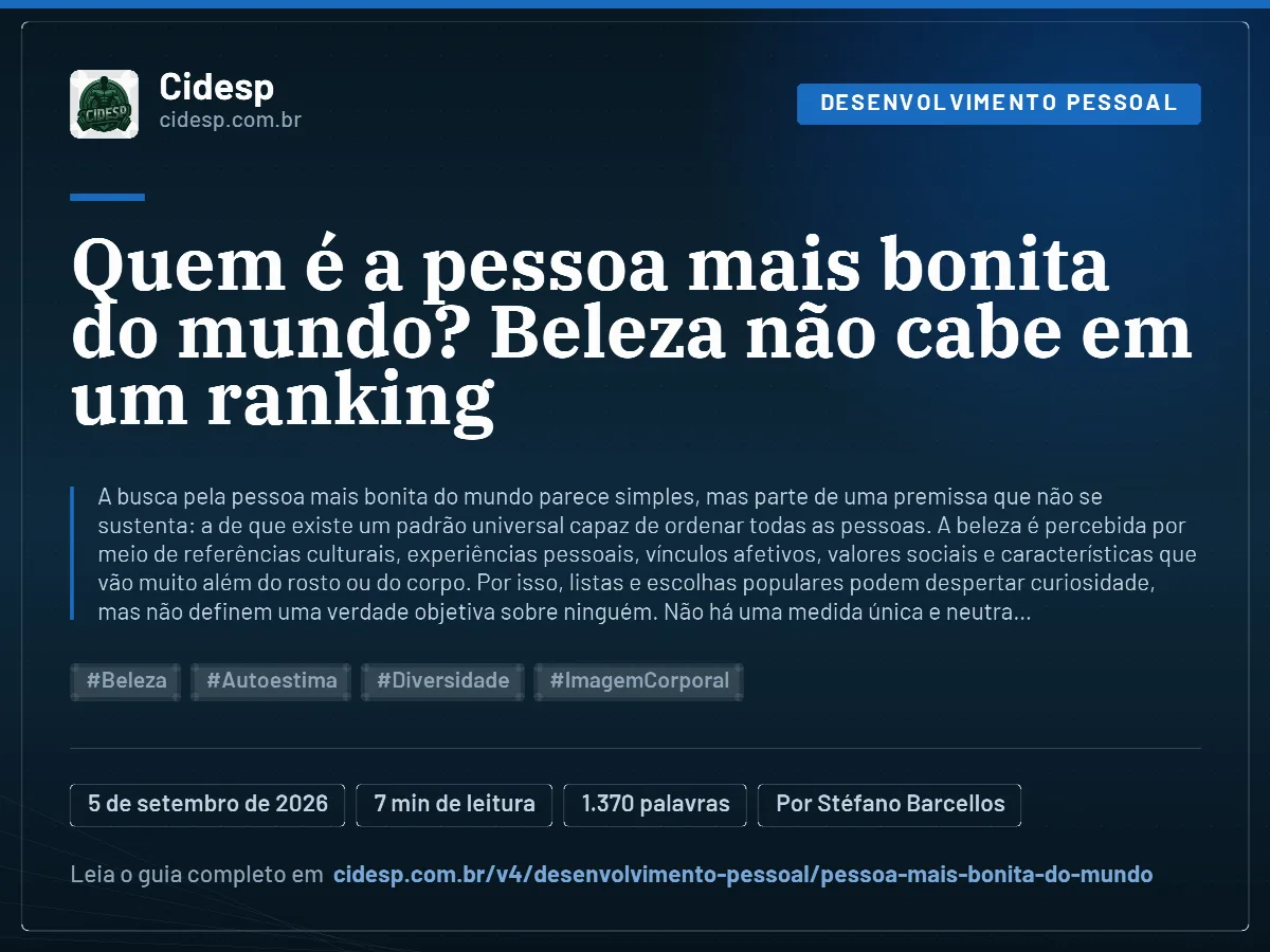 Cartão do artigo “Quem é a pessoa mais bonita do mundo? Beleza não cabe em um ranking”, com resumo, data de publicação e endereço da página.