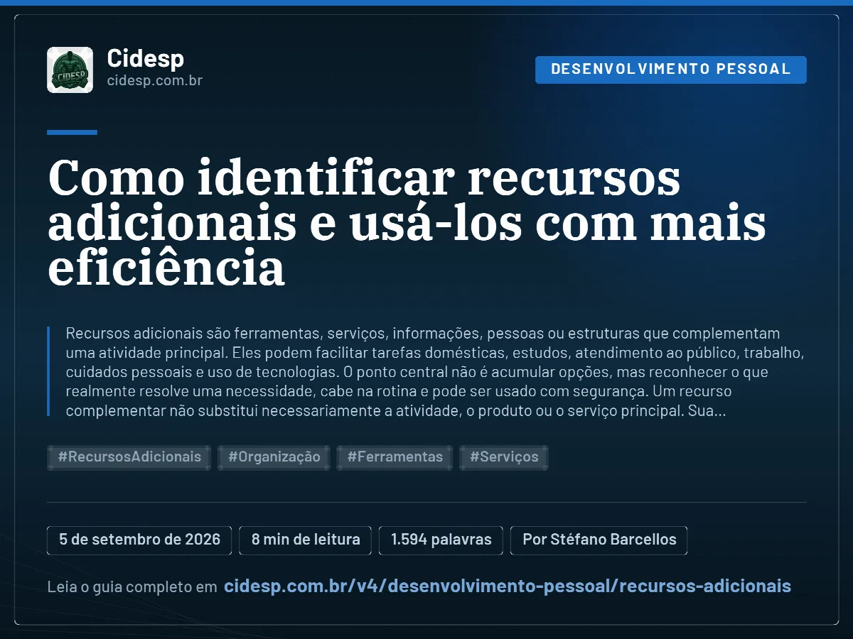 Cartão do artigo “Como identificar recursos adicionais e usá-los com mais eficiência”, com resumo, data de publicação e endereço da página.