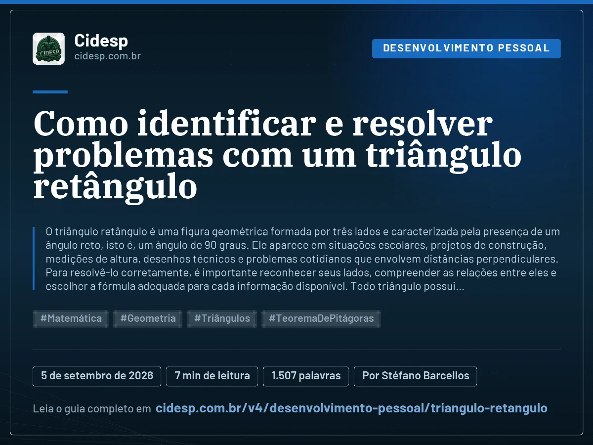 Cartão do artigo “Como identificar e resolver problemas com um triângulo retângulo”, com resumo, data de publicação e endereço da página.
