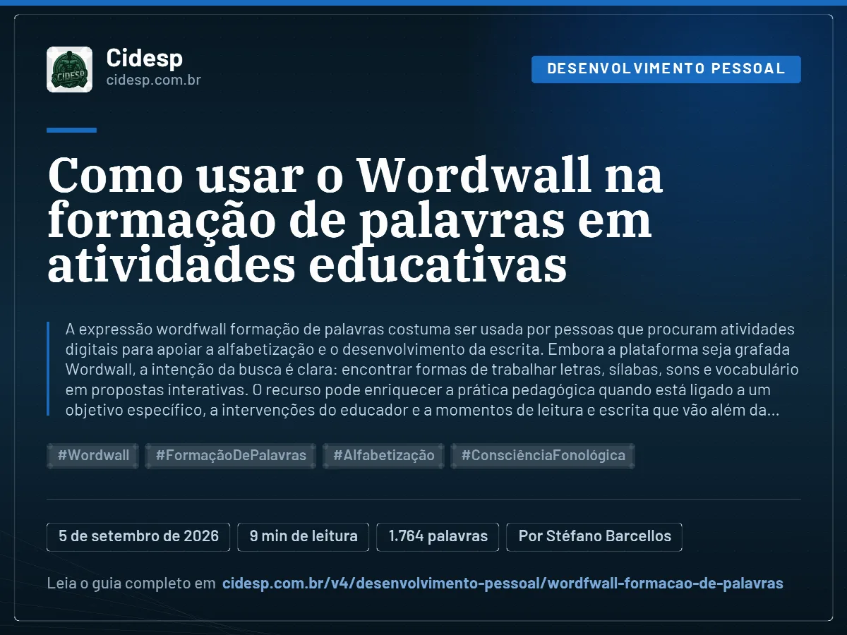 Cartão do artigo “Como usar o Wordwall na formação de palavras em atividades educativas”, com resumo, data de publicação e endereço da página.