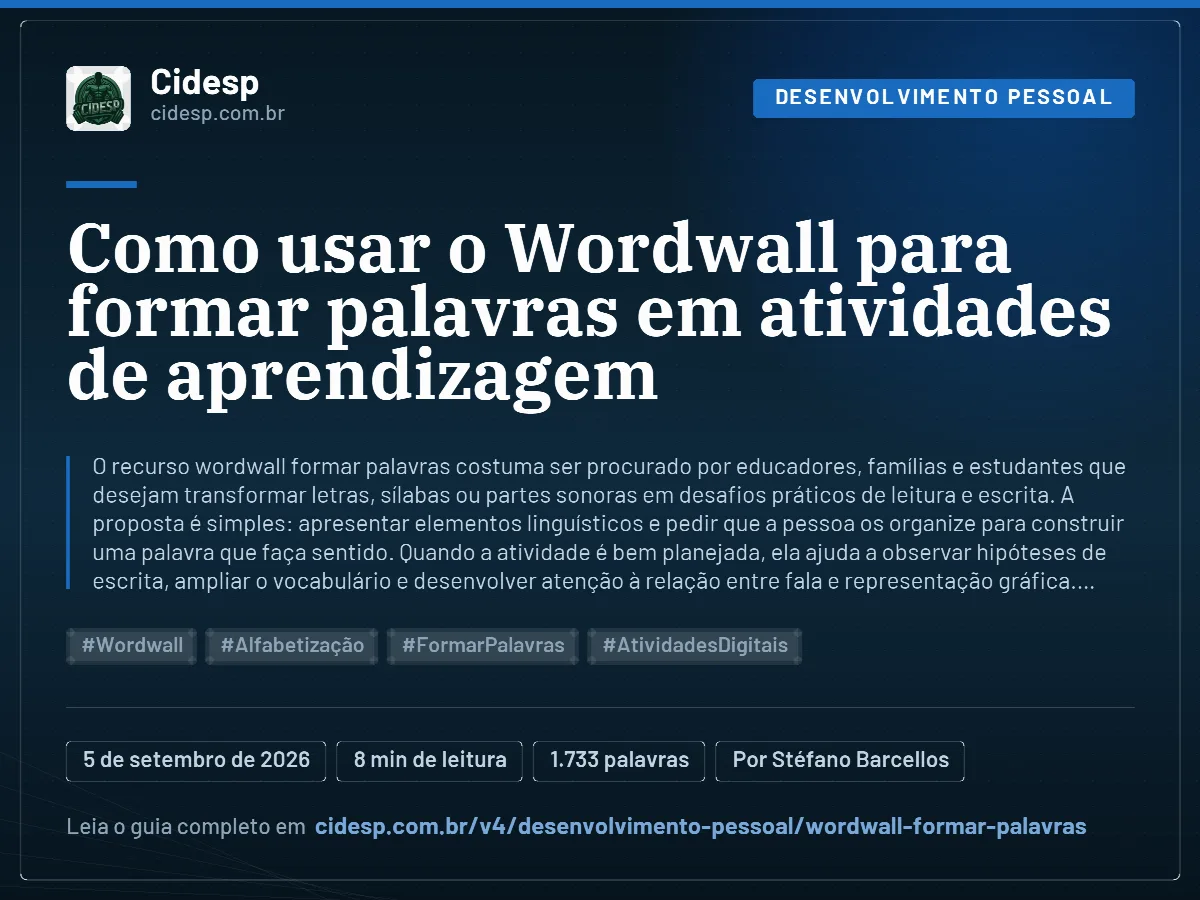 Cartão do artigo “Como usar o Wordwall para formar palavras em atividades de aprendizagem”, com resumo, data de publicação e endereço da página.