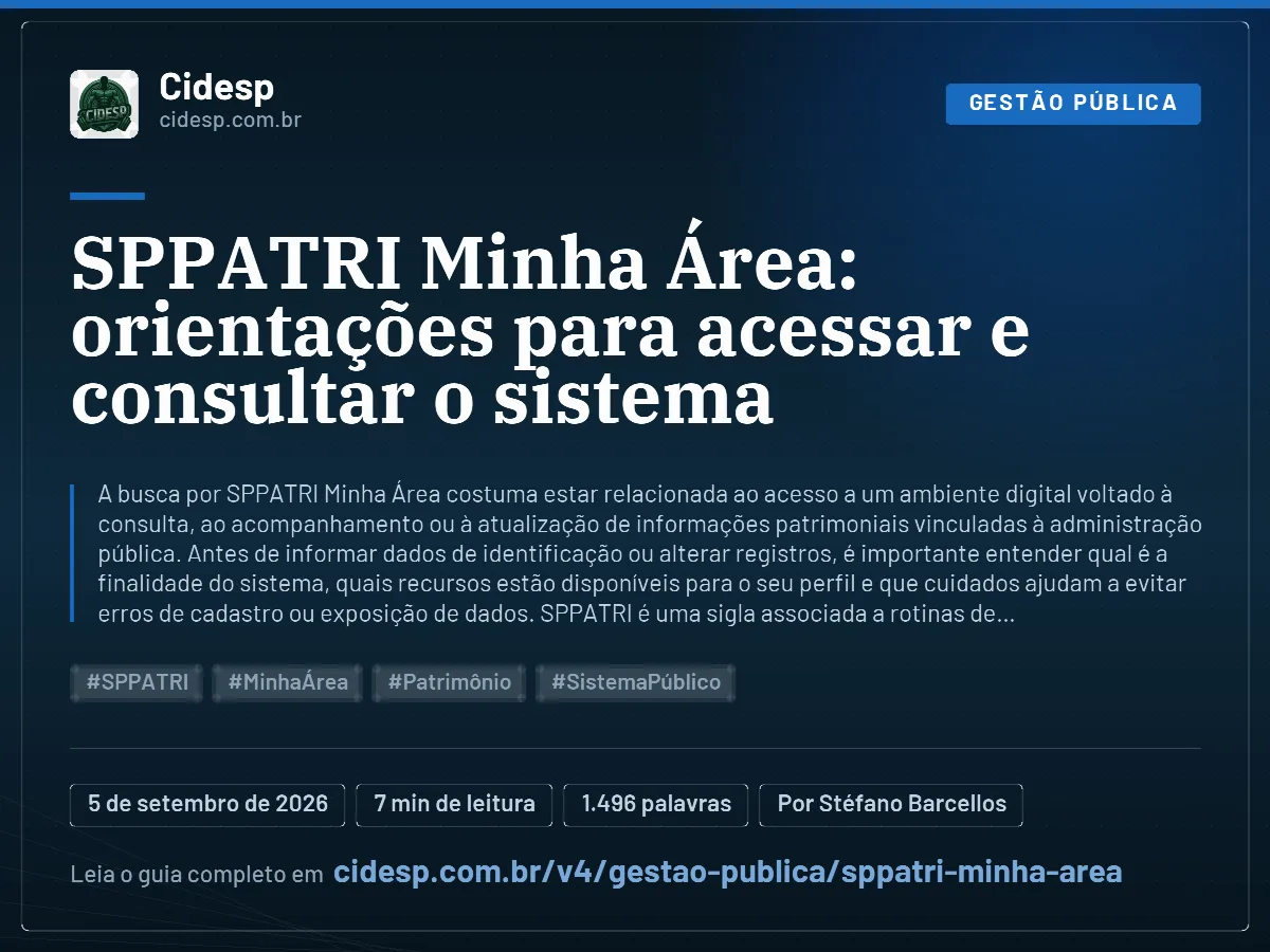 Cartão do artigo “SPPATRI Minha Área: orientações para acessar e consultar o sistema”, com resumo, data de publicação e endereço da página.