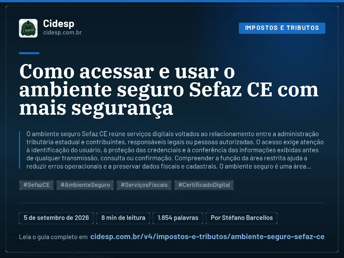 Cartão do artigo “Como acessar e usar o ambiente seguro Sefaz CE com mais segurança”, com resumo, data de publicação e endereço da página.