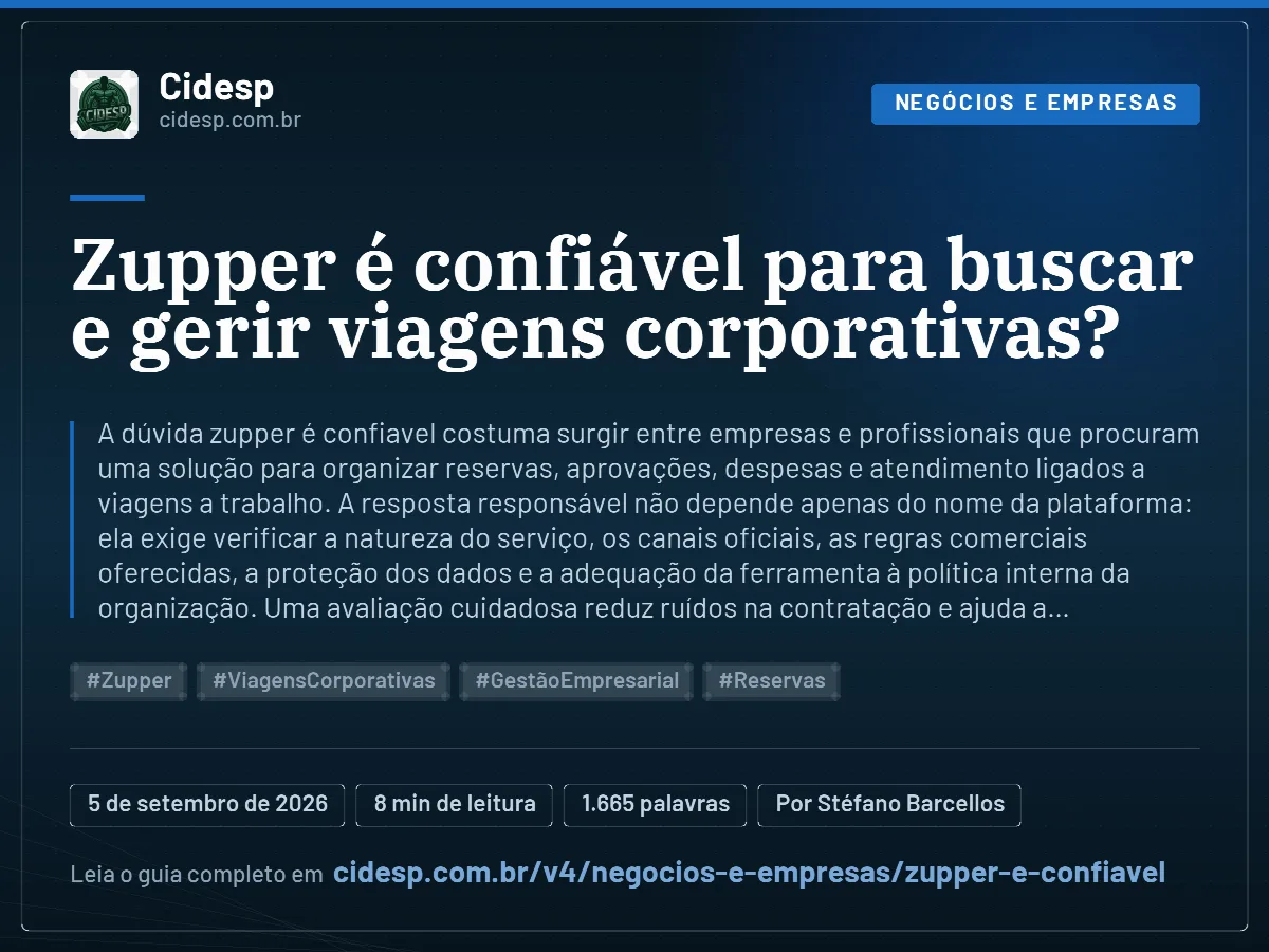 Cartão do artigo “Zupper é confiável para buscar e gerir viagens corporativas?”, com resumo, data de publicação e endereço da página.