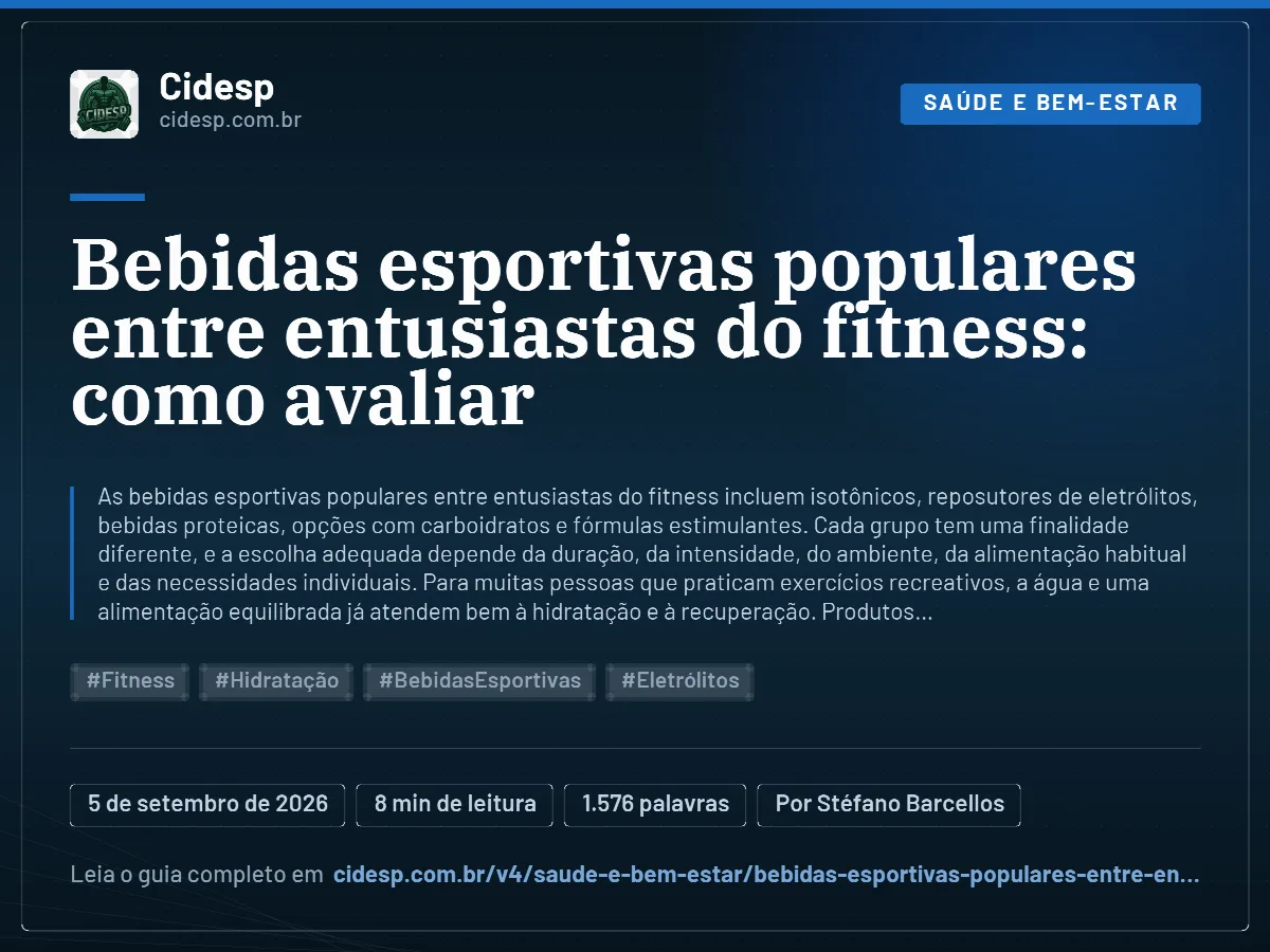 Cartão do artigo “Bebidas esportivas populares entre entusiastas do fitness: como avaliar”, com resumo, data de publicação e endereço da página.