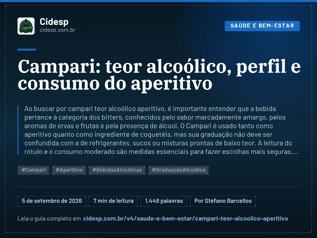 Cartão do artigo “Campari: teor alcoólico, perfil e consumo do aperitivo”, com resumo, data de publicação e endereço da página.