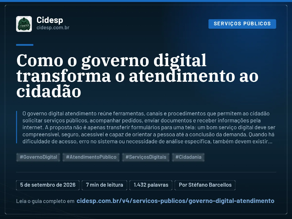 Cartão do artigo “Como o governo digital transforma o atendimento ao cidadão”, com resumo, data de publicação e endereço da página.