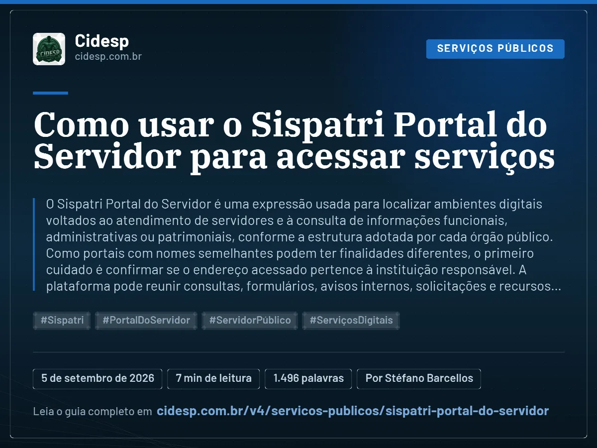 Cartão do artigo “Como usar o Sispatri Portal do Servidor para acessar serviços”, com resumo, data de publicação e endereço da página.