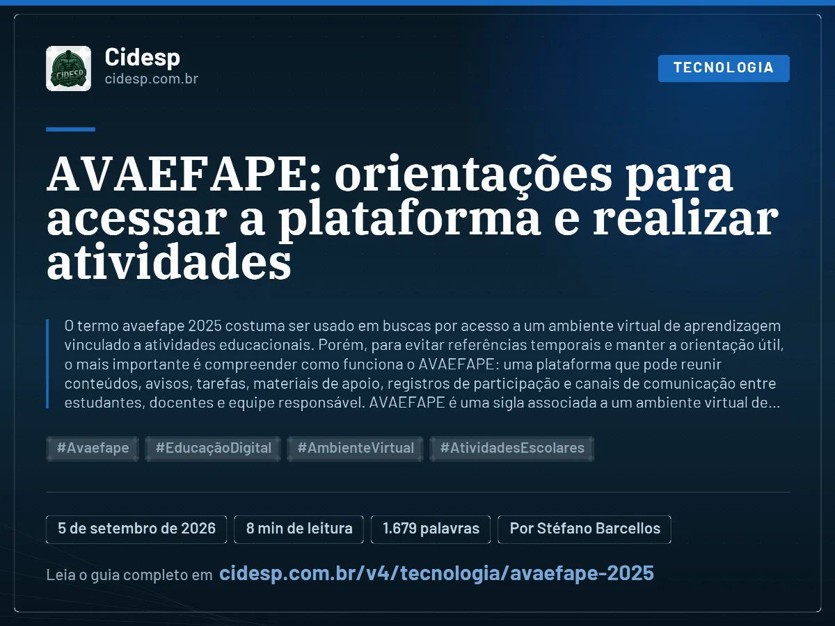 Cartão do artigo “AVAEFAPE: orientações para acessar a plataforma e realizar atividades”, com resumo, data de publicação e endereço da página.