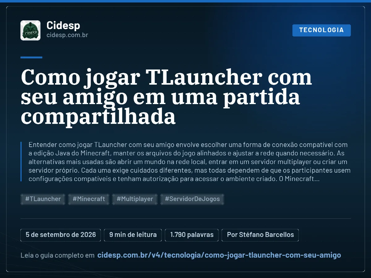 Cartão do artigo “Como jogar TLauncher com seu amigo em uma partida compartilhada”, com resumo, data de publicação e endereço da página.