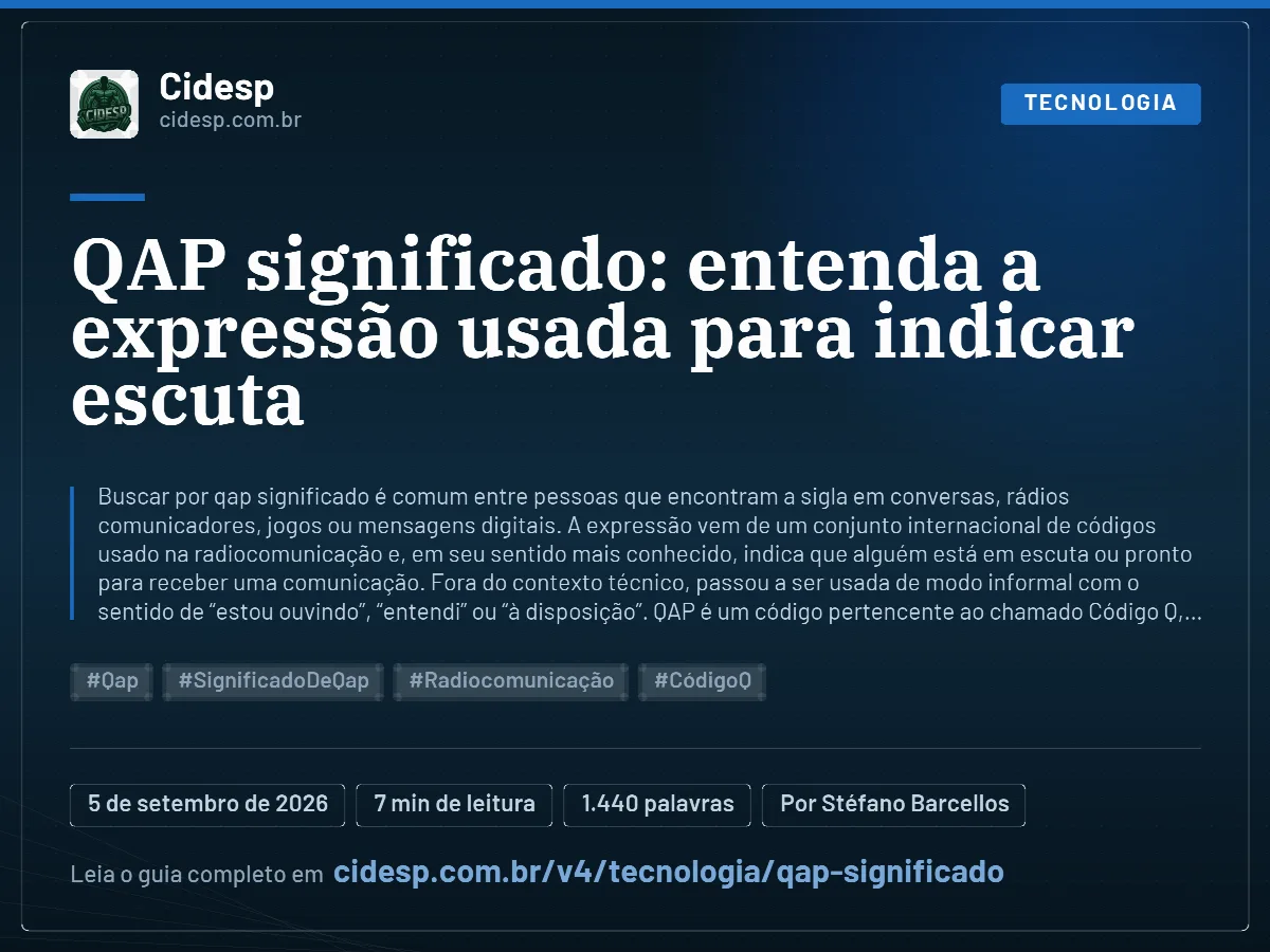 Cartão do artigo “QAP significado: entenda a expressão usada para indicar escuta”, com resumo, data de publicação e endereço da página.