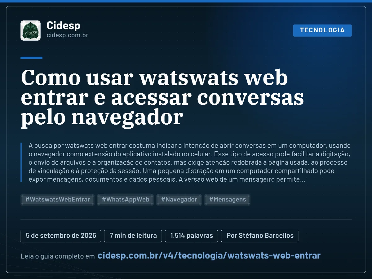 Cartão do artigo “Como usar watswats web entrar e acessar conversas pelo navegador”, com resumo, data de publicação e endereço da página.